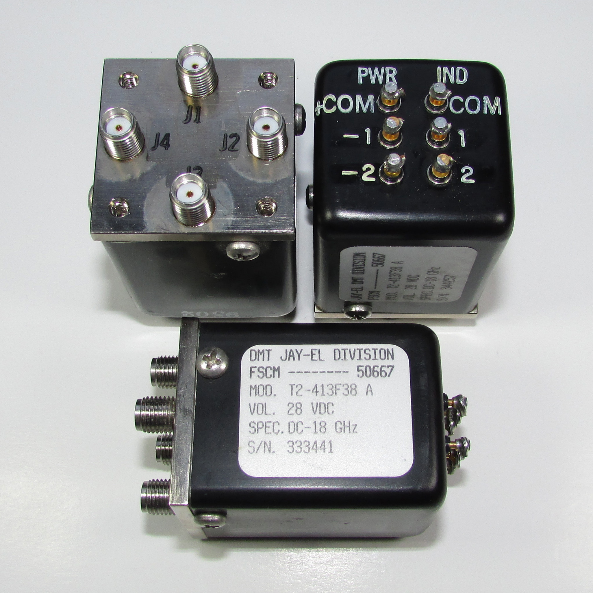 DMT T2-413F38 DC-18GHz 24-28V SMA RF Microwave Double Pole Double Throw Coaxial Switch