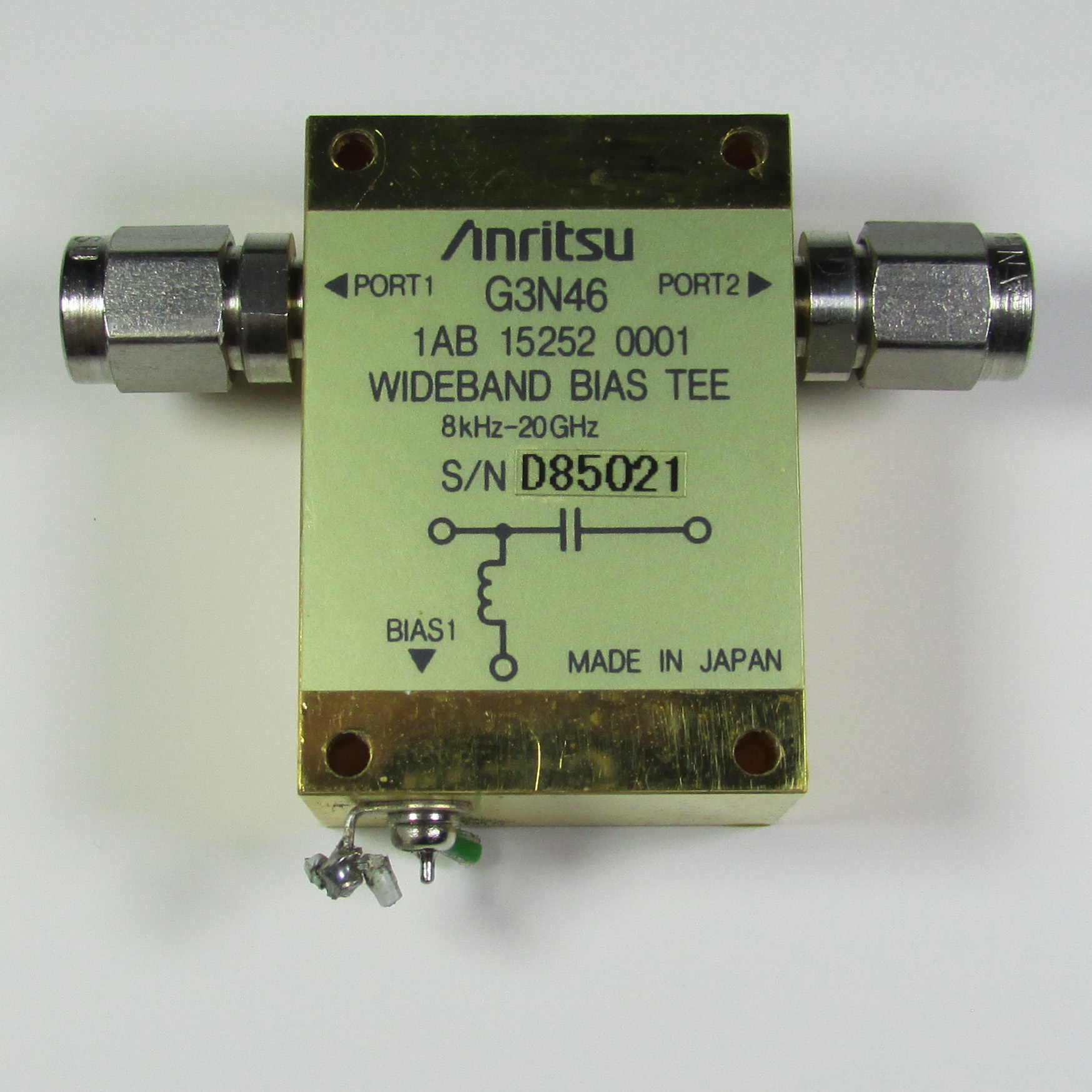 Anritsu G3N46 8KHz-20GHz 30V RF Microwave UWB Bias 2.92mm Interface