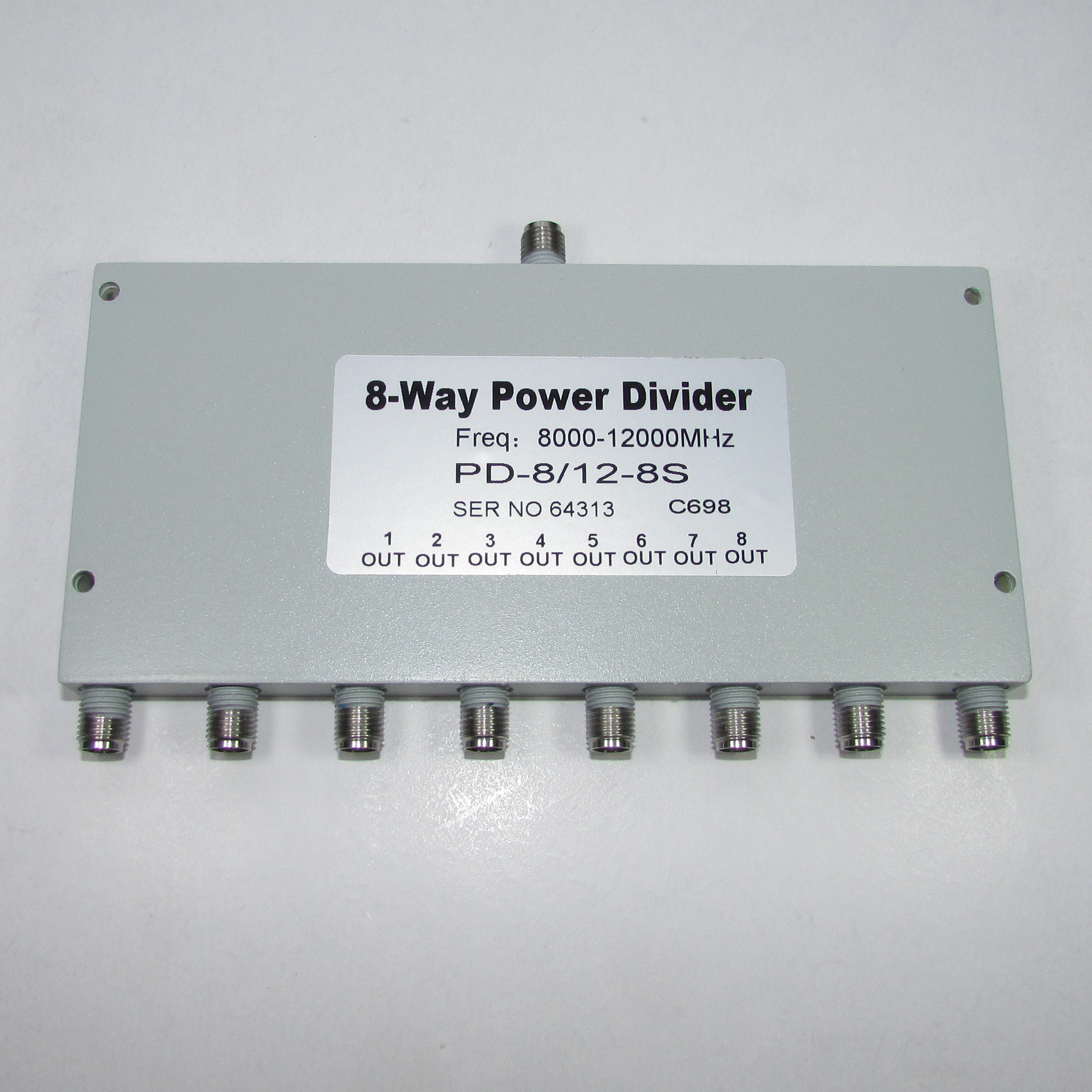 PD-8 / 12-8S 8-12GHz 20W X-band RF microwave SMA one-point eight-power divider / warranty for 1 year