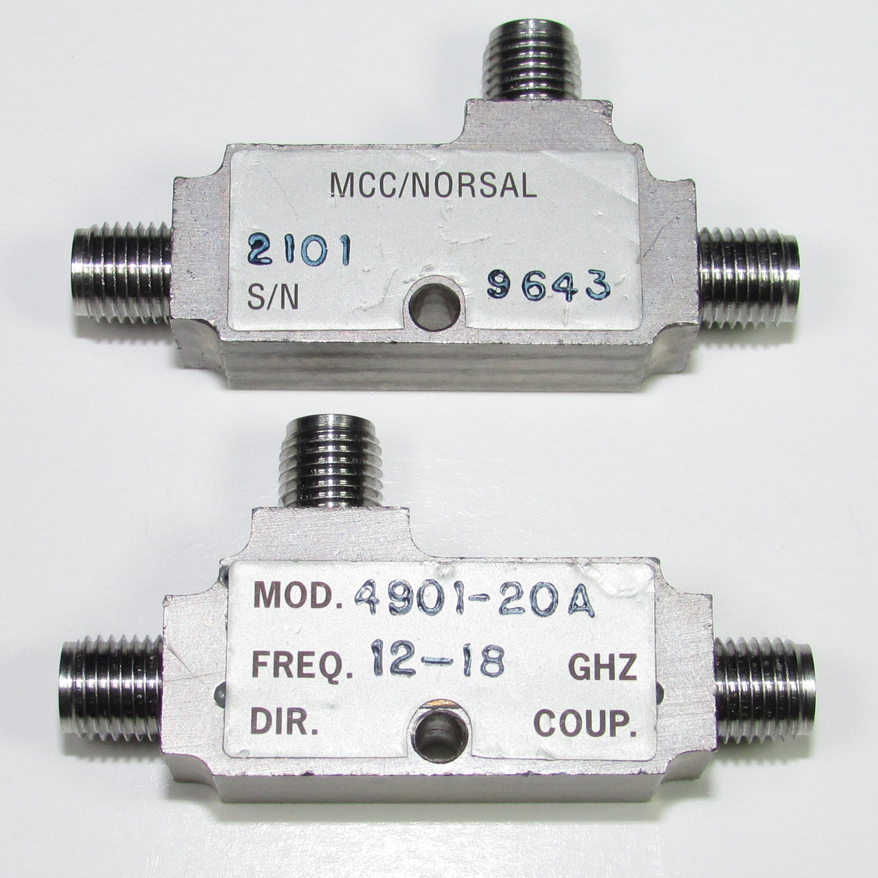 MCC / NORSAL 4901-20A 12-18GHz 20dB SMA microwave directional coupler
