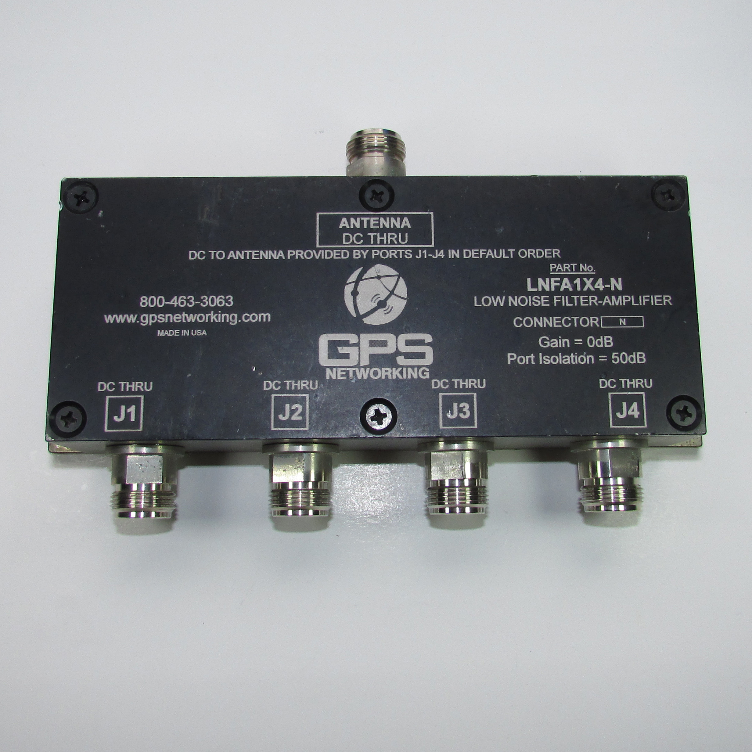 GPS Networking LNFA1X4-N GPS Low Noise Filter Amplifier One Point Four Splitter