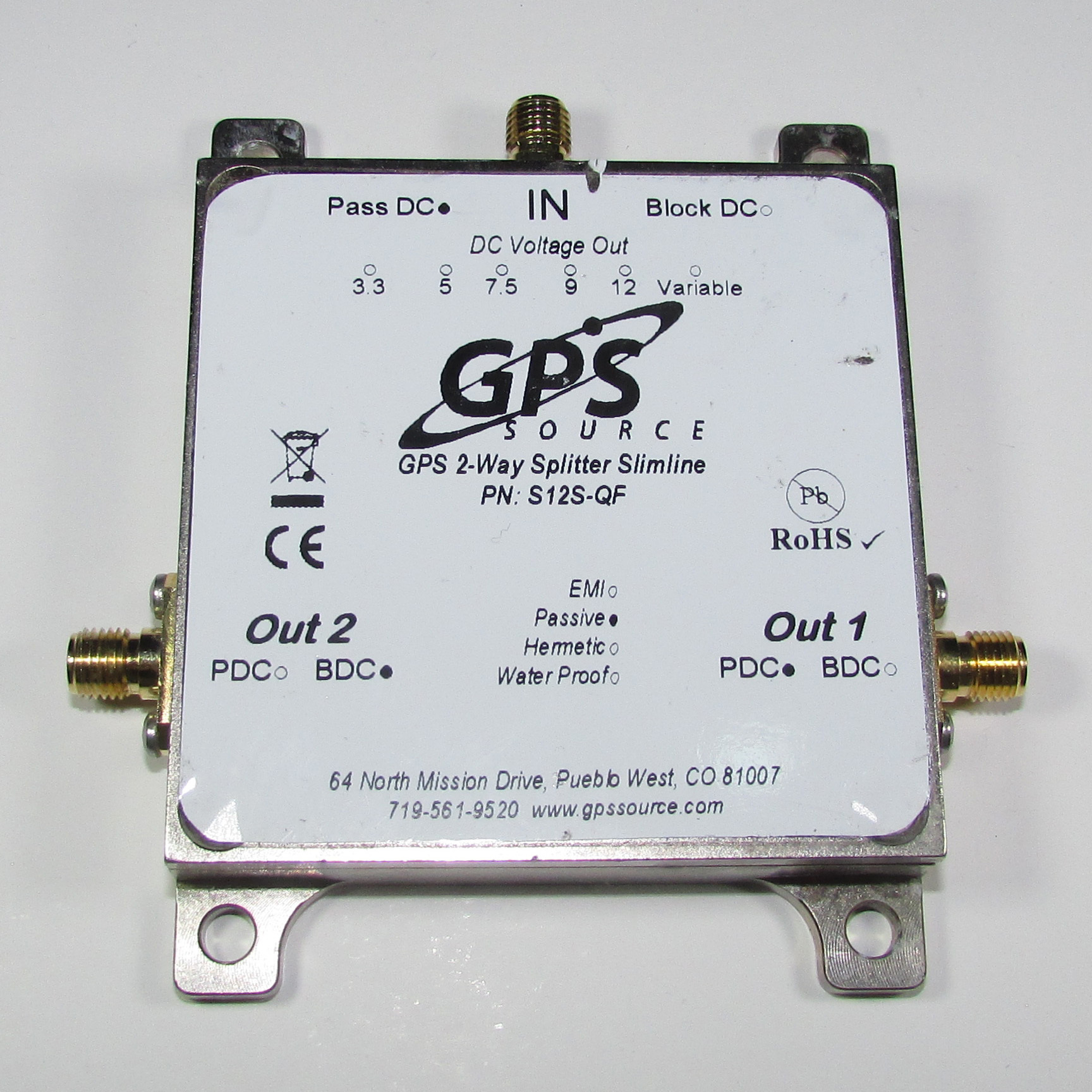 U.S. GPS SOURCE S12S-QF GPS One Point Two Splitter SMA