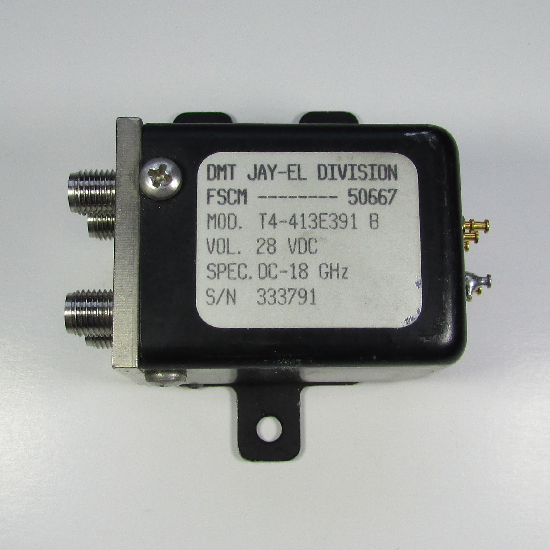 DMT T4-413E391 DC-18GHz 24-28V SMA RF Microwave Double Pole Double Throw Coaxial Switch